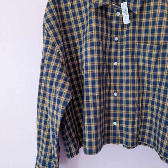 NWT Madewell Button-Down The Signature Poplin Crop Shirt in Plaid XL - Picture 6 of 8